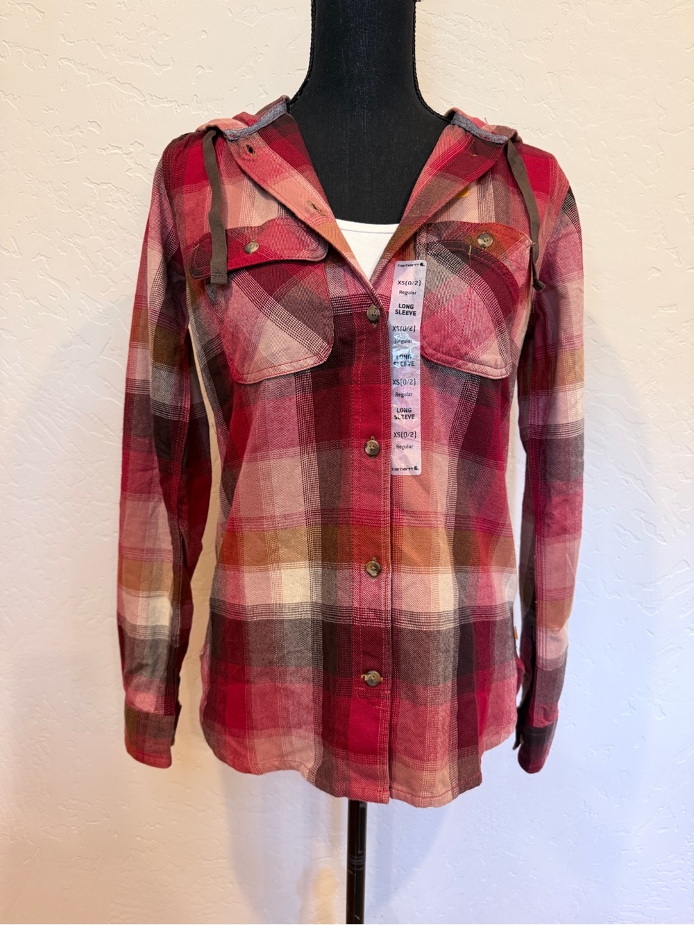 Carhartt flannel Red Plaid Hooded Utility Jacket